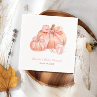 Pompoen Roze Bow Girl Baby shower Servetten