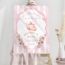 Pompoen Roze Bow Herfst Bloemen Baby shower Welkom
