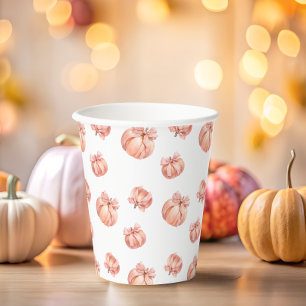 Pompoen Roze Bow Modern Baby shower Papieren Bekers