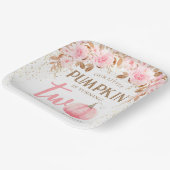 Pompoen Roze & Goud Meisje Bloemen Herfst 2e Verja Papieren Bordje (Gebogen)