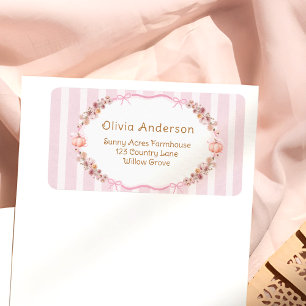 Pompoen Roze Strik Baby Shower Retouradres Label