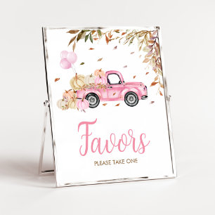 Pompoen Roze Vrachtwagen Favors Baby shower Poster