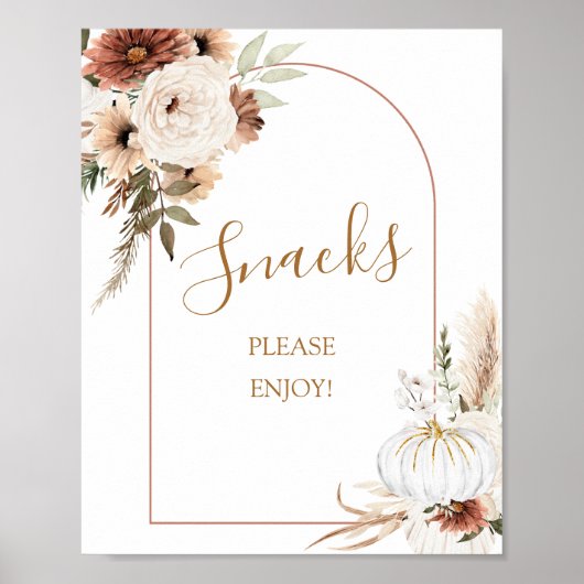 Pompoen Rustieke Boho Herfst In Love Snacks Teken Poster (Voorkant)