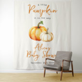 Pompoen Rustieke Herfst Baby Shower Foto Achtergro Wandkleed (In situ)