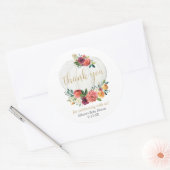 Pompoen rustieke herfst bloemenbordeaux goudgroen ronde sticker (Envelop)