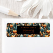 Pompoen Rustieke Herfst & Herfst Bladeren Seizoens Etiket (Insitu)