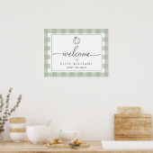 Pompoen Sage Green Gingham Welkom Poster (Keuken)