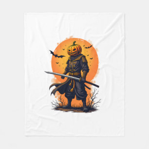 Pompoen Samurai � Halloween Krijger T-Shirt Fleece Deken