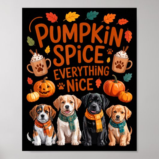 Pompoen Sce Alles Leuk Herfst Hondenliefhebbers Ve Poster (Voorkant)