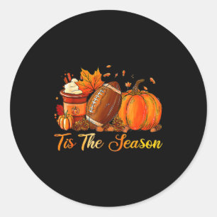 Pompoen Sce Voetbal Tis Het Seizoen Herfst Thanksg Ronde Sticker