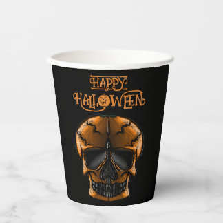Pompoen Schedel Halloween Feest Papieren Bekers