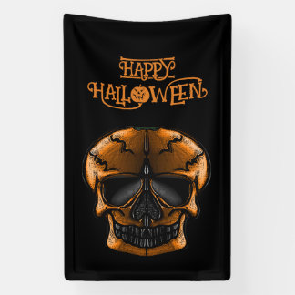 Pompoen Schedel Halloween Feest Spandoek