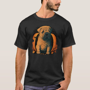 Pompoen Shar Pei kostuum op Shar Pei Halloween T-shirt