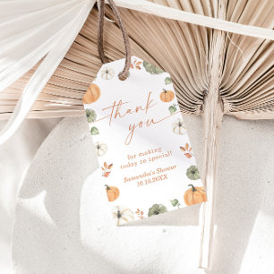 Pompoen Shower Favor Tag, Herfst Neutrale Baby Sho Cadeaulabel