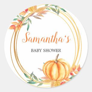 Pompoen Sinaasappel Baby shower Vallen Bladeren Ronde Sticker