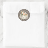 Pompoen Sinaasappel en witte bloemen Ronde Sticker (Tas)
