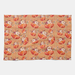 Pompoen sinaasappel herfst bloemenplaid check herf theedoek