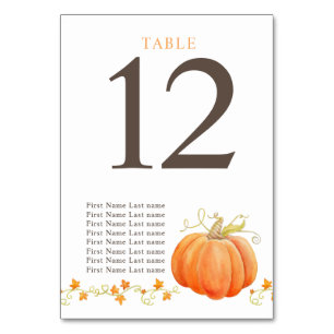 Pompoen sinaasappel waterverf en gasten kaart