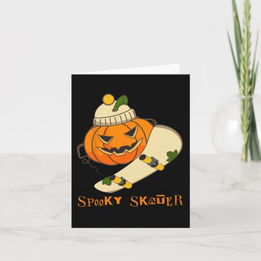 Pompoen Skateboard Halloween Kostuum Leuk Skateboa Kaart (Voorkant)