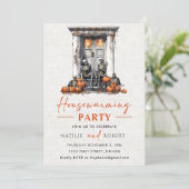 Pompoen Skelet Housewarming Party Kaart (Staand voorkant)