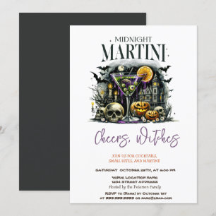 Pompoen Skelet Martini Halloween Feest Kaart