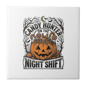 Pompoen Snoep Emmer Vintage Halloween Gravure D Tegeltje