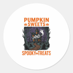 Pompoen Snoepjes Shirt Griezelige Treats Halloween Ronde Sticker