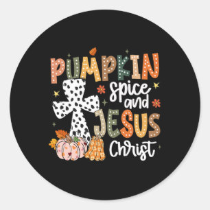 Pompoen Specerij En Jezus Christus Herfst Geloof D Ronde Sticker