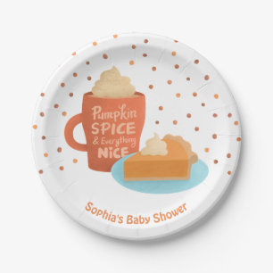 Pompoen Speciaal Latte en Taart Baby Shower Benodi Papieren Bordje