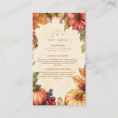 Pompoen Spice Bloemen bruiloft Informatiekaartje (Voorkant)