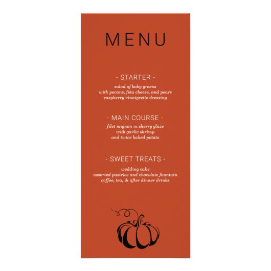 Pompoen Spice Bruiloft Menu (Voorkant)