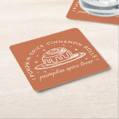 Pompoen Spice Cinnamon Rolls Vierkante Kartonnen Onderzetter (Schuin)