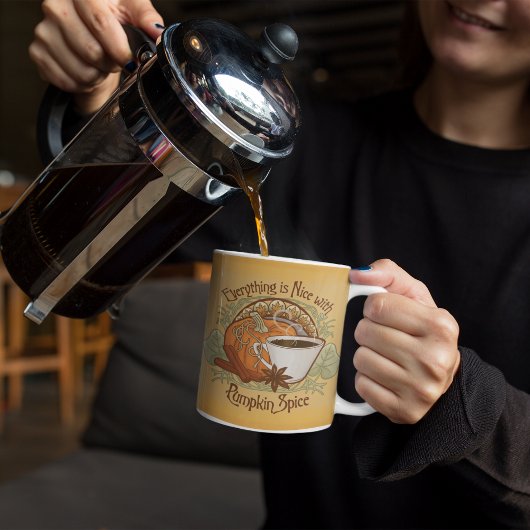 Pompoen Spice Coffee Mok herfst gouden achtergrond