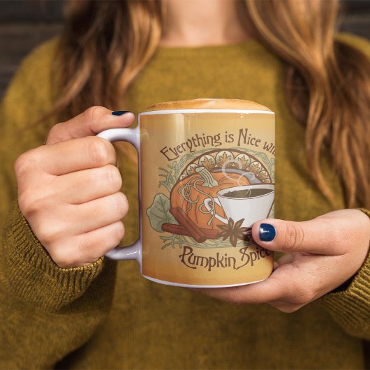 Pompoen Spice Coffee Mok herfst gouden achtergrond