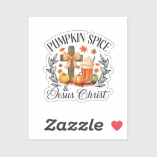 Pompoen Spice en Jezus Christus Kruis Pompoen Chri Sticker