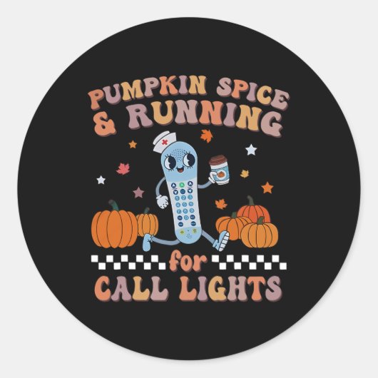 Pompoen Spice en Running voor Call Lights ER Verpl Ronde Sticker (Voorkant)