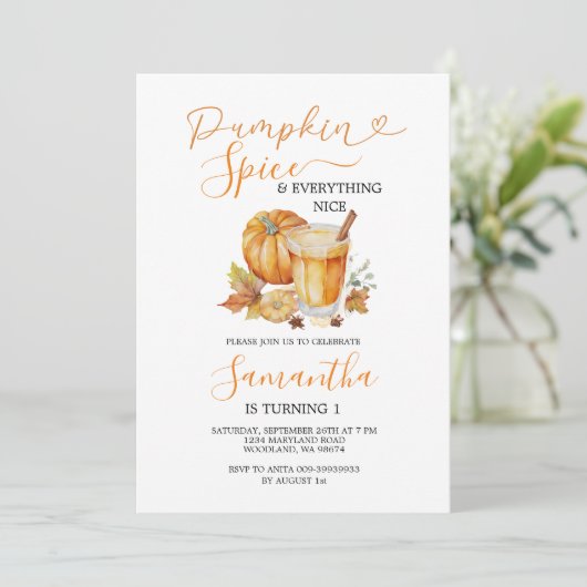Pompoen Spice & Everything Leuke Herfst 1e verjaar Kaart (Staand voorkant)