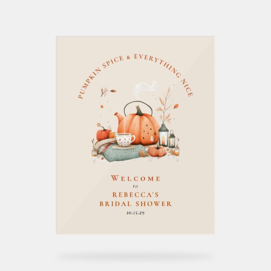 Pompoen Spice & Everything Nice – Herfst Foam Boar Acryl Bord (Voorkant)