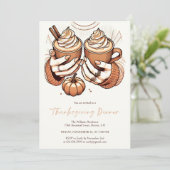 Pompoen Spice & Gezellig Herfst Thanksgiving Diner Kaart (Staand voorkant)