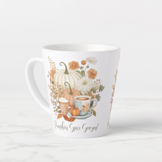 Pompoen Spice Latte Herfst Bloemen Herfstbladeren Latte Mok (Linkerhoek)