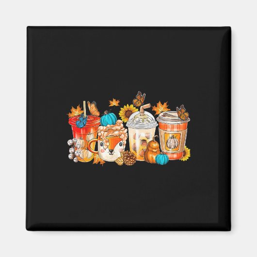 Pompoen Spice Latte Herfst Gezellige Koffie Retro Magneet (Voorkant)