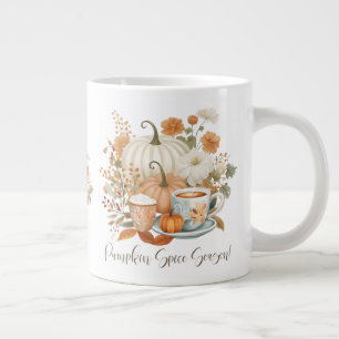 Pompoen Spice Latte Herfst Leaf Floral Extra Grote Beker