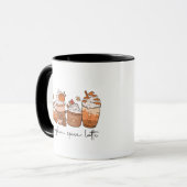 Pompoen Spice Latte Mok, Herfst Vibes Mok, Retro Mok (Voorkant links)