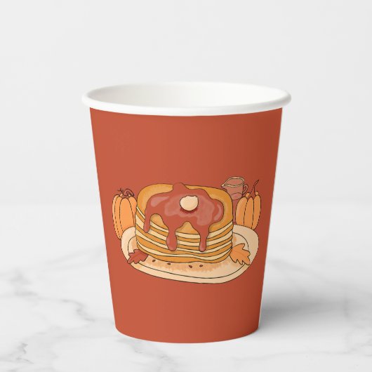 Pompoen Spice Pannenkoeken Herfst Party Papieren b Papieren Bekers (Achterkant)