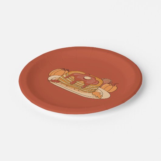 Pompoen Spice Pannenkoeken Roodbruin Papier Bord (Gekanteld)