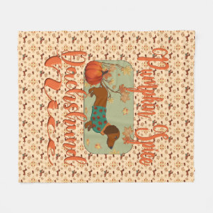 Pompoen Spice Teckel Nice Fleece Deken