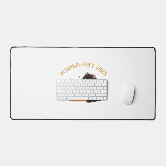 Pompoen Spice Vibes, Halloween, zwarte kat, pompoe Bureaumat (Keyboard & Muis)
