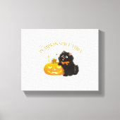 Pompoen Spice Vibes, Halloween, zwarte kat, pompoe Canvas Afdruk (Voorkant)