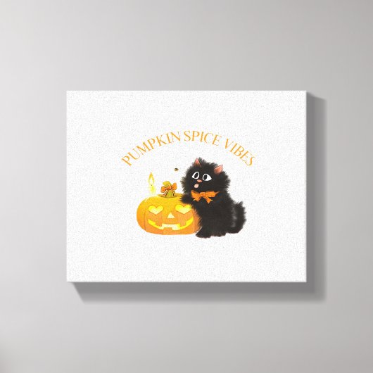 Pompoen Spice Vibes, Halloween, zwarte kat, pompoe Canvas Afdruk (Voorkant)