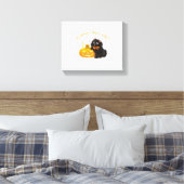 Pompoen Spice Vibes, Halloween, zwarte kat, pompoe Canvas Afdruk (Insitu (Slaapkamer))